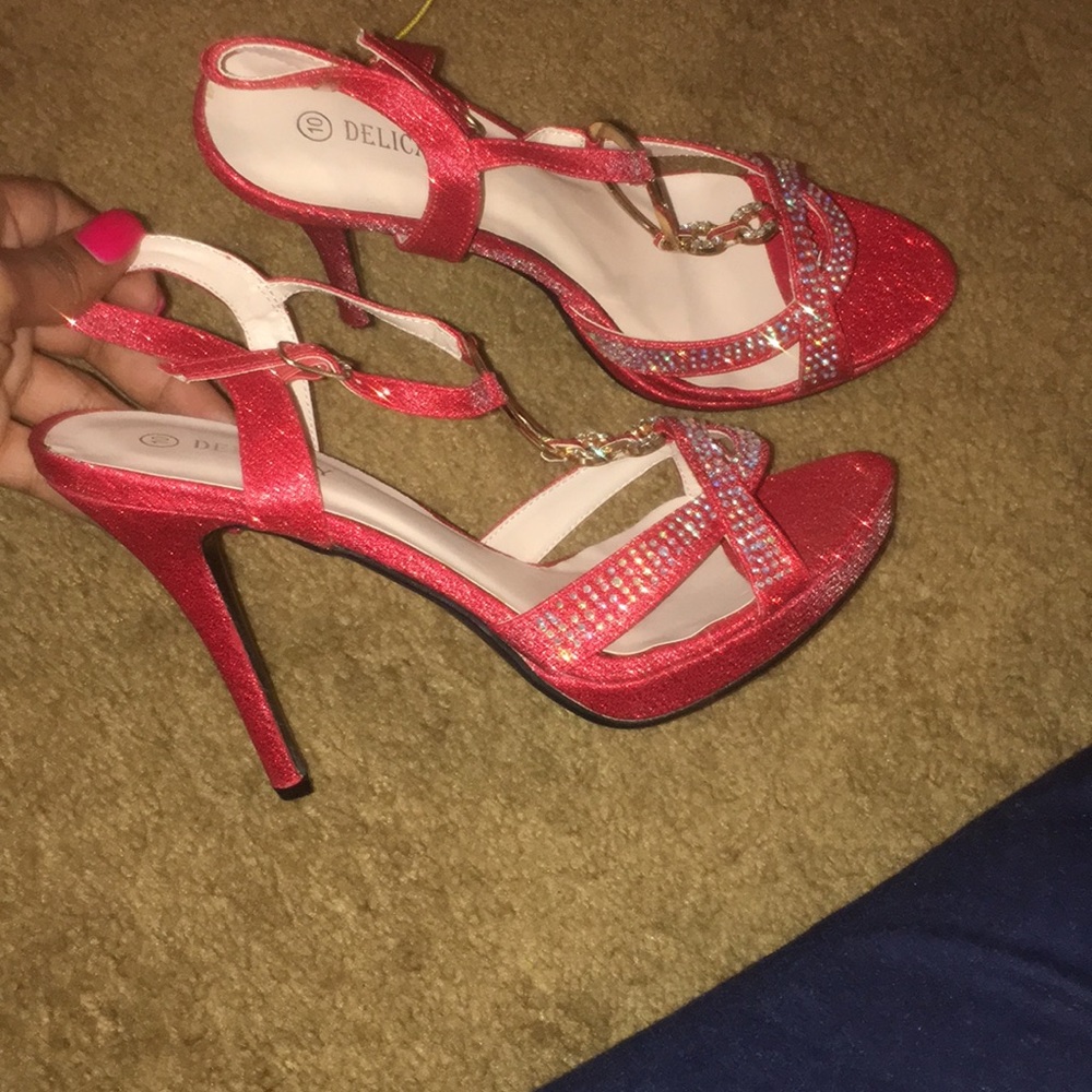 Red glittery heels never worn